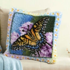 Herrschners Butterfly Dance Pillow Latch Hook Kit
