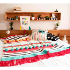 Red Heart Mighty Stripey Blanket Crochet Kit -Textile Shop 205365 3 45113.1693428158