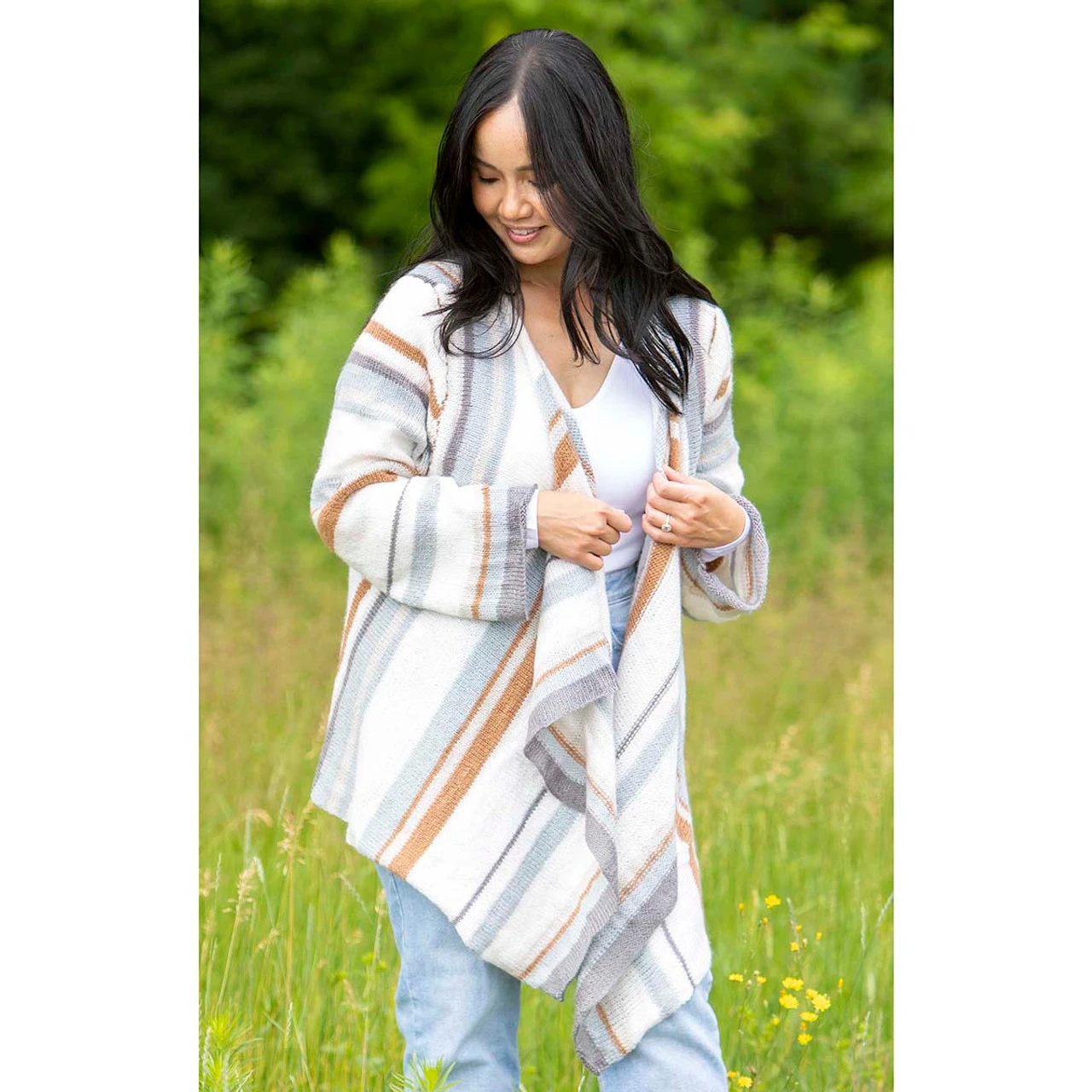 Herrschners Neutral Drapey Cardigan Knit Kit 3 Herrschners Neutral Drapey Cardigan Knit Kit