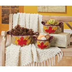 Herrschners Autumn Leaves Baskets Crochet Kit