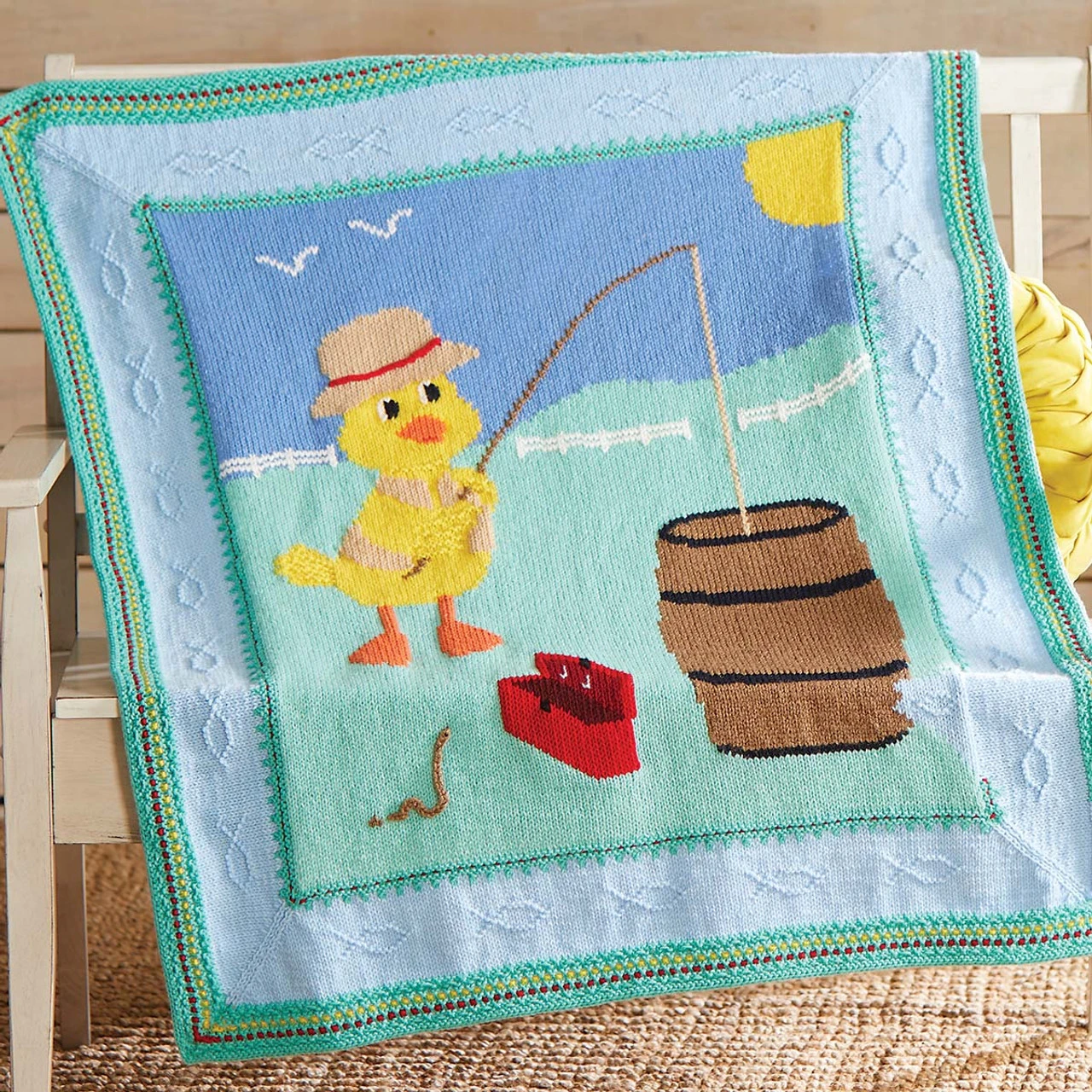 Herrschners Gone Fishin' Knit Afghan Kit 3 Herrschners Gone Fishin' Knit Afghan Kit