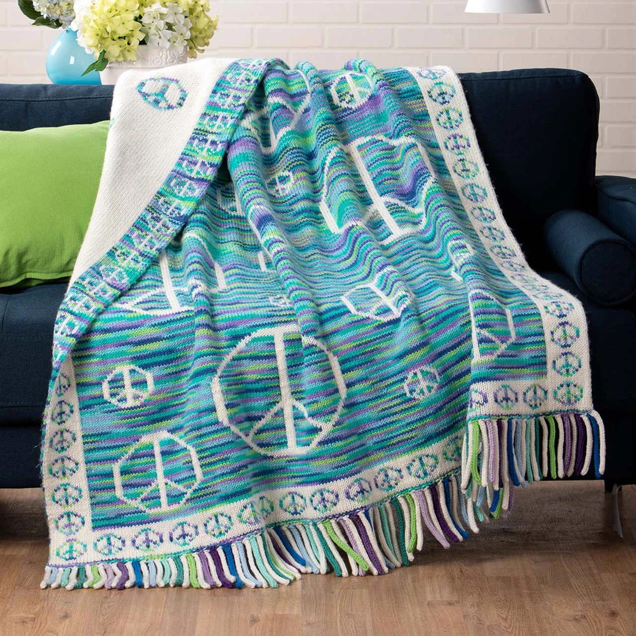 Herrschners Groovy Reverse Afghan Knit Kit 3 Herrschners Groovy Reverse Afghan Knit Kit