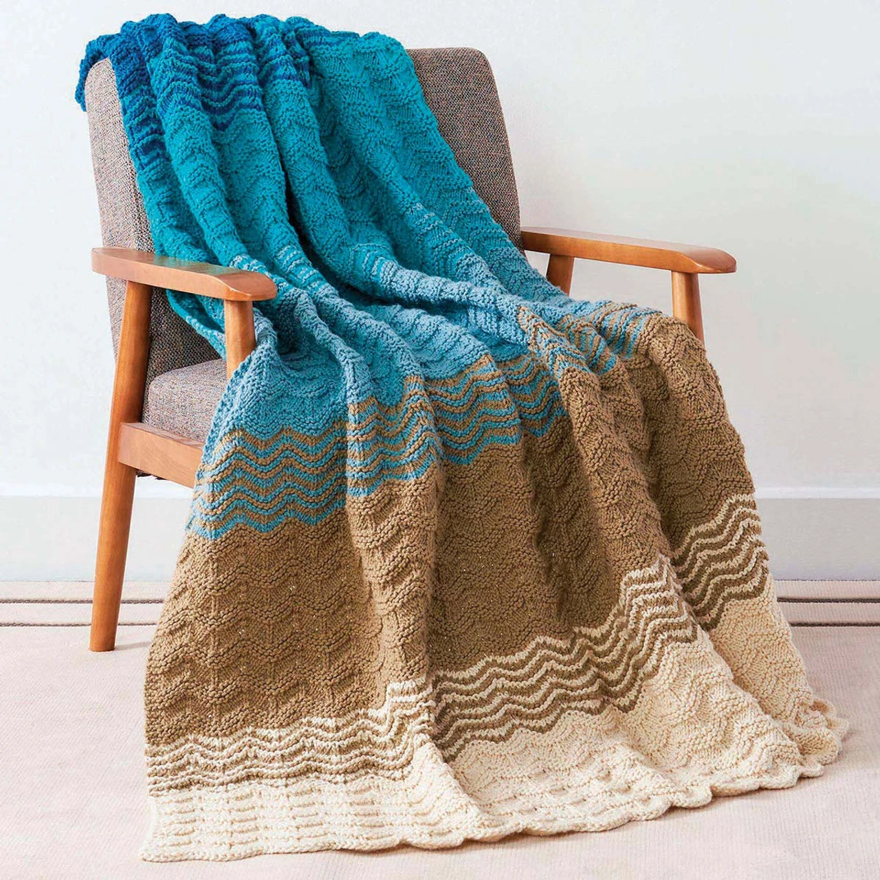 Caron Seaside Sunset Blanket Knit Kit 3 Caron Seaside Sunset Blanket Knit Kit