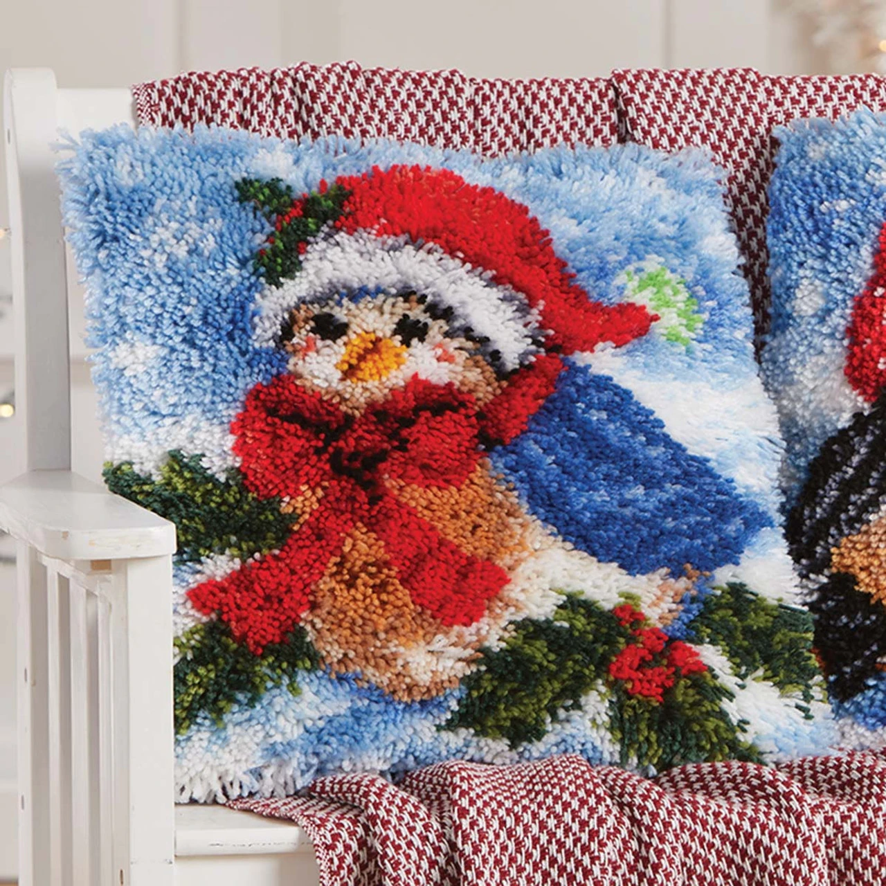 Herrschners Santa Tweets Pillow Latch Hook Kit 3 Herrschners Santa Tweets Pillow Latch Hook Kit