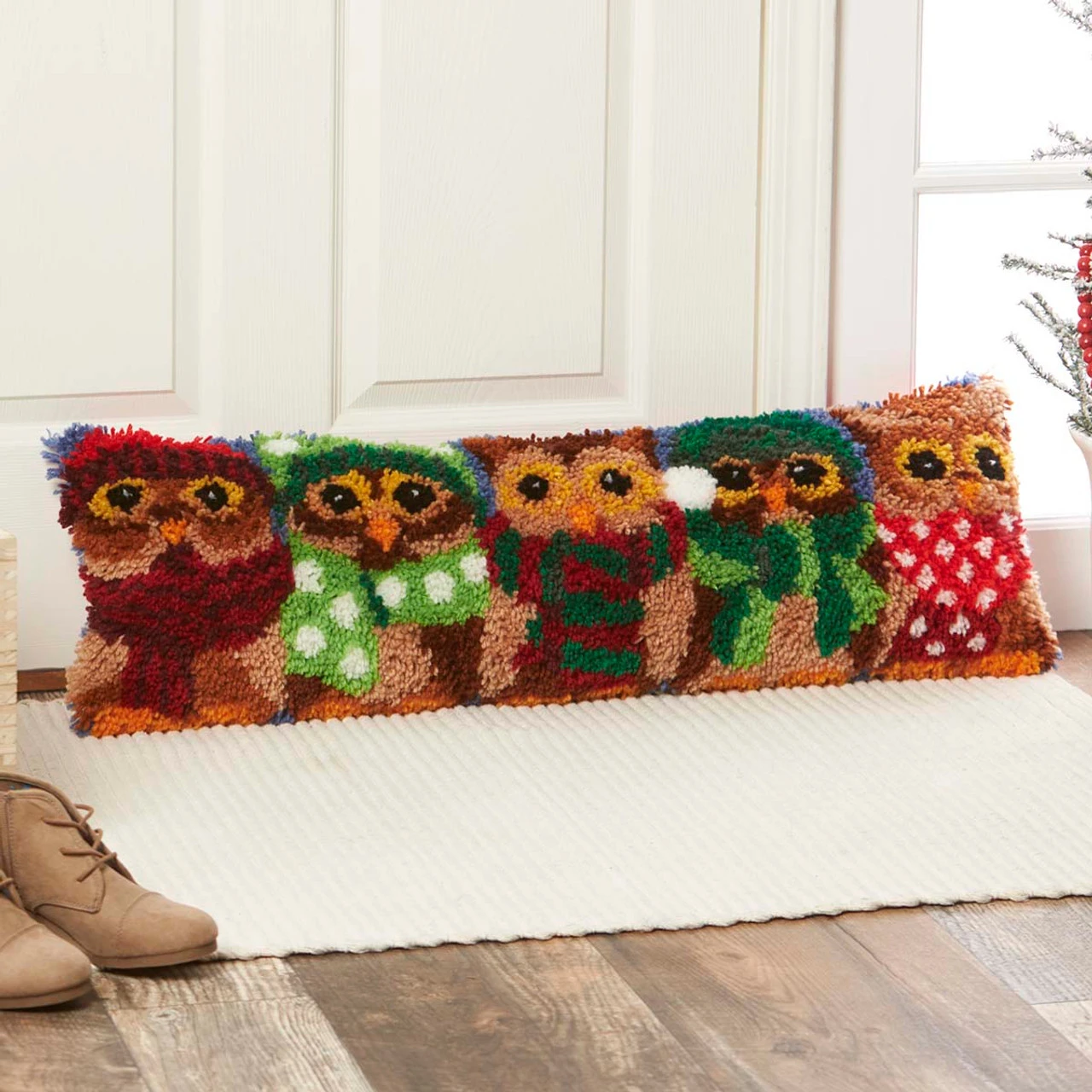 Herrschners Winter Owls Draft Dodger Latch Hook Kit 3 Herrschners Winter Owls Draft Dodger Latch Hook Kit