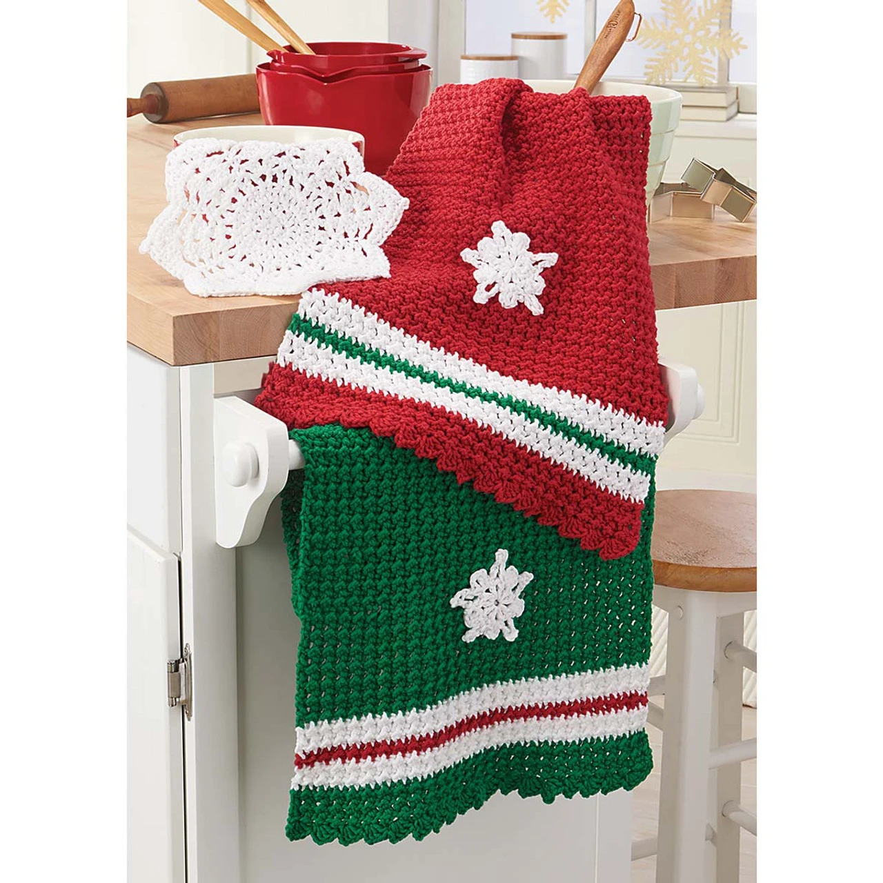 Village Yarn Snowflake Holiday Towels & Dishcloth Set Crochet Kit 3 Village Yarn Snowflake Holiday Towels & Dishcloth Set Crochet Kit